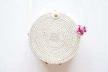 Load image into Gallery viewer, Round Structured Handwoven Straw Bag in White
