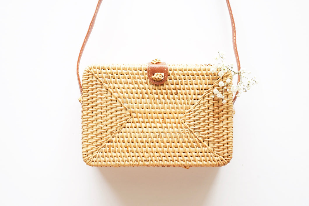 Rectangle Handwoven Straw Bag in Natural